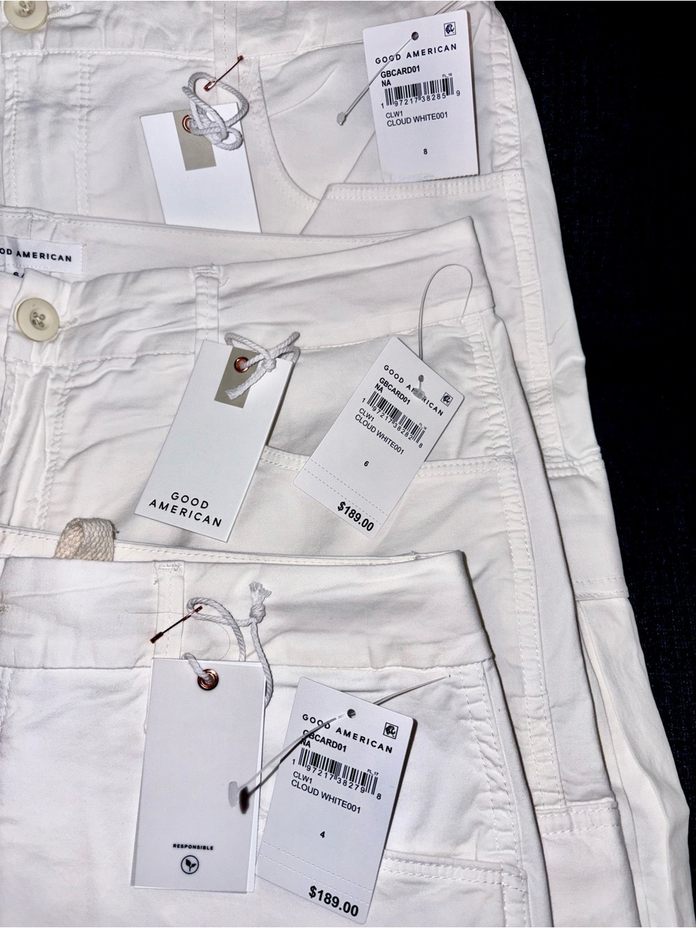 NWT Good American White Baggy Cargo Pants - Picture 10 of 13